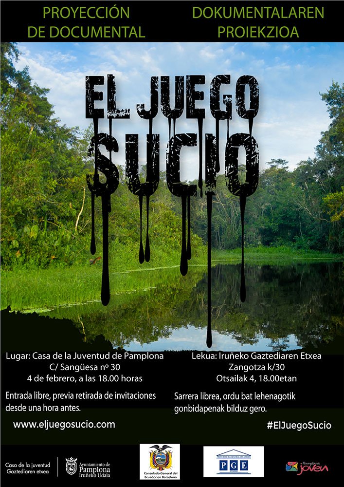 ‘Juego sucio’, el documental-denuncia del estado de Ecuador, se exhibirá mañana en la Casa de la Juventud, dentro del itinerario previsto para su estreno europeo