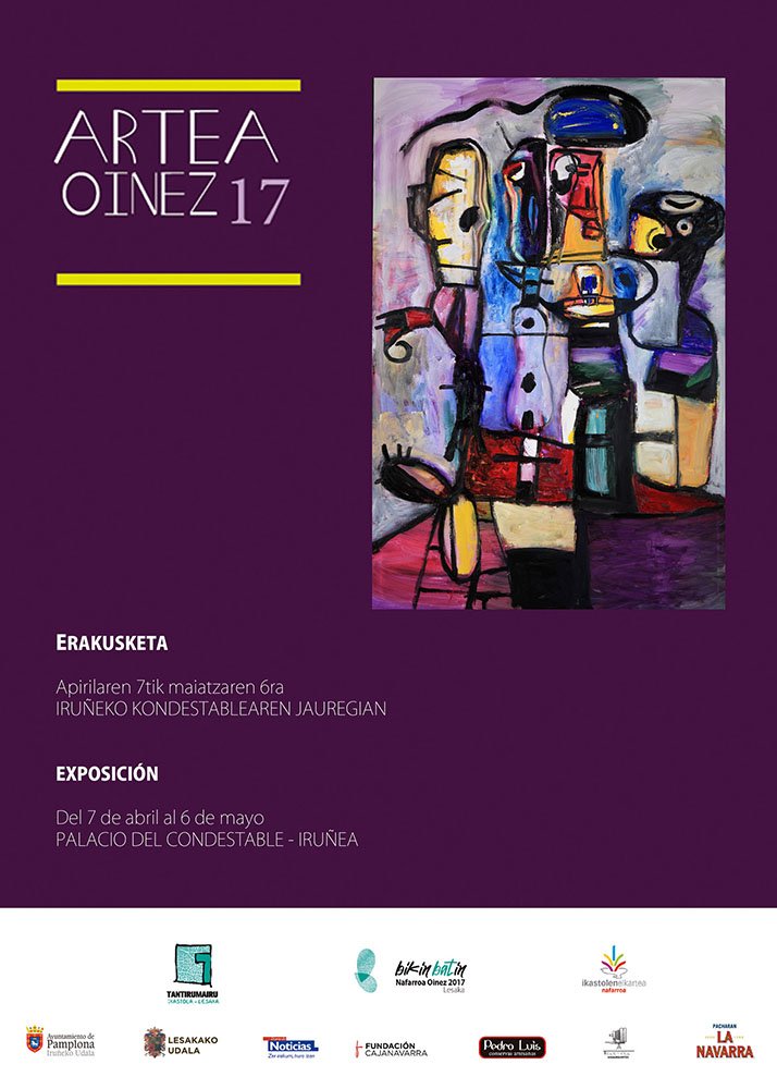 La exposición Artea Oinez, que homenajea al pintor José Luis Zumeta, reúne en el Palacio del Condestable a 71 artistas hasta el 6 de mayo