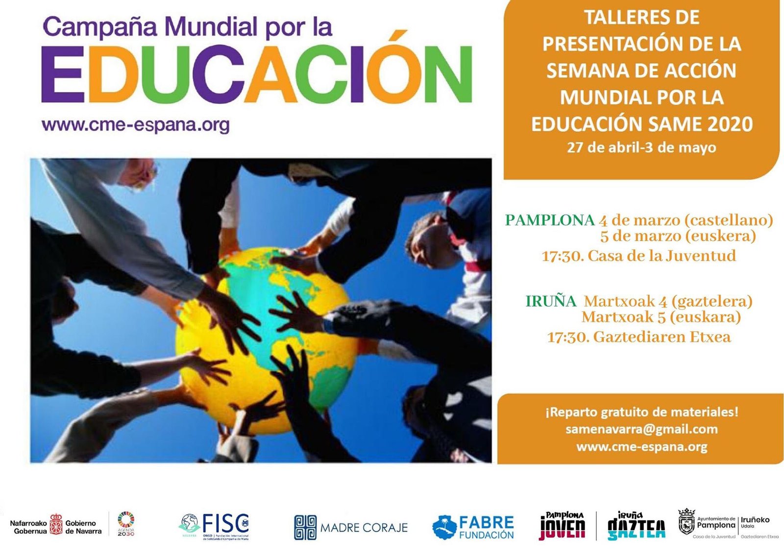 Comienza el precalentamiento para la Semana de Acción Mundial por la Educación mañana miércoles en la Casa de la Juventud