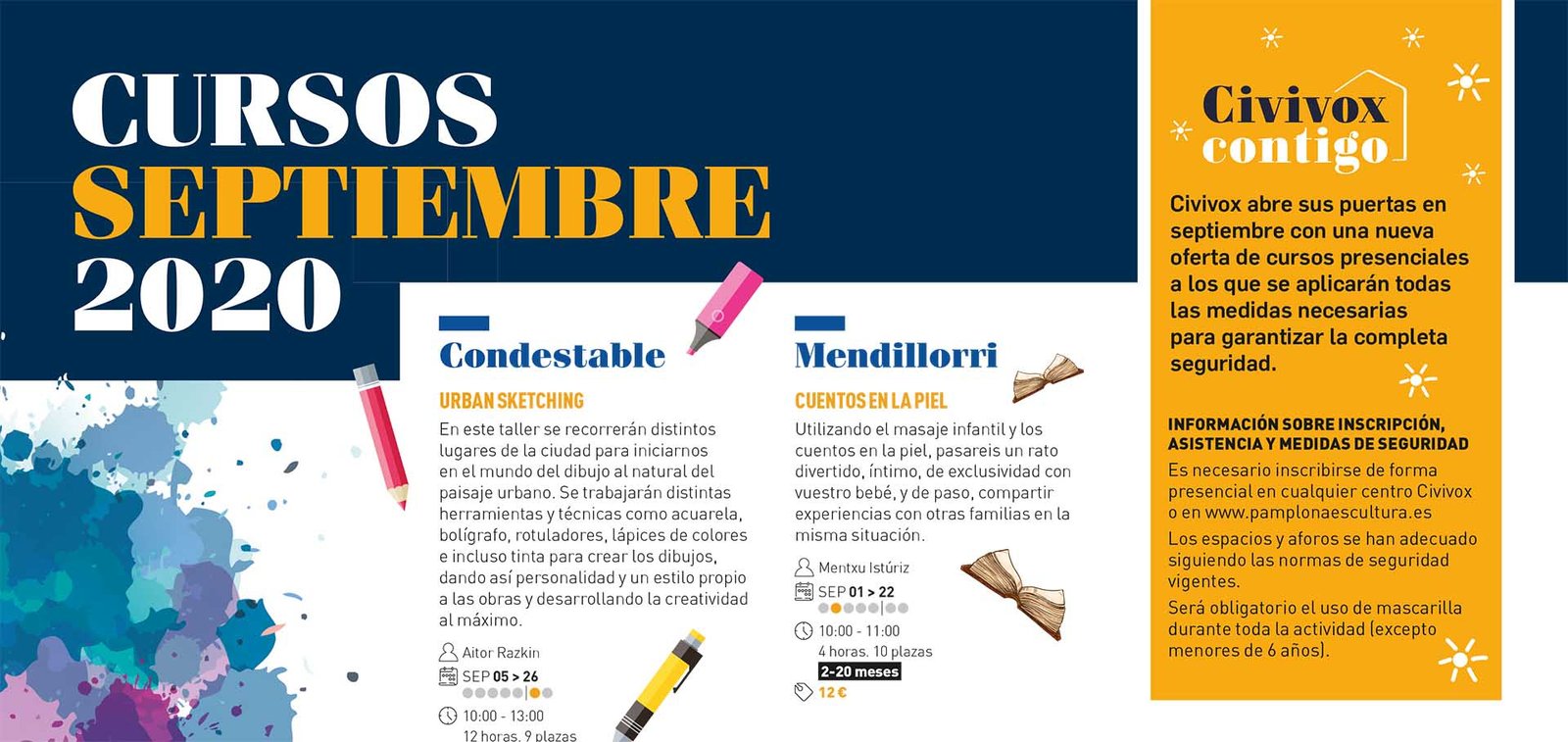 La red Civivox oferta para el mes de septiembre 18 cursos presenciales en sus centros con todas las garantías de prevención y seguridad para su desarrollo