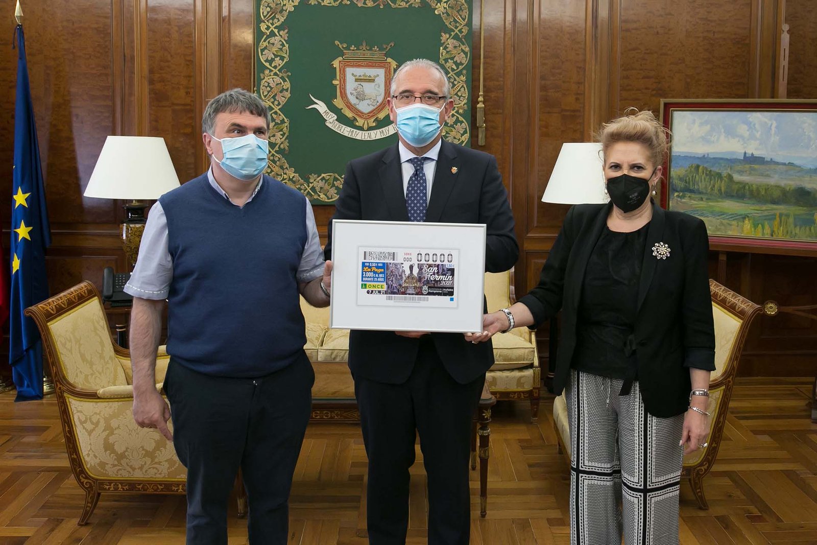 Una imagen del santo en la procesión protagoniza el cupón que la ONCE dedica a San Fermín en su sorteo del próximo 7 de julio