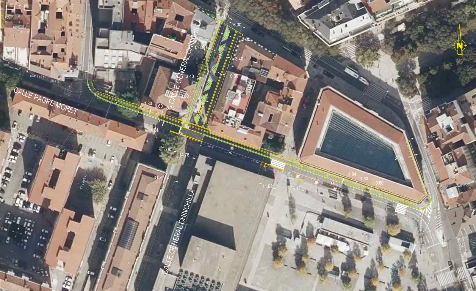 El Ayuntamiento acometerá la reurbanización de Padre Moret y General Chinchilla para ampliar aceras, consolidar su carácter peatonal y mejorar la conectividad ciclista