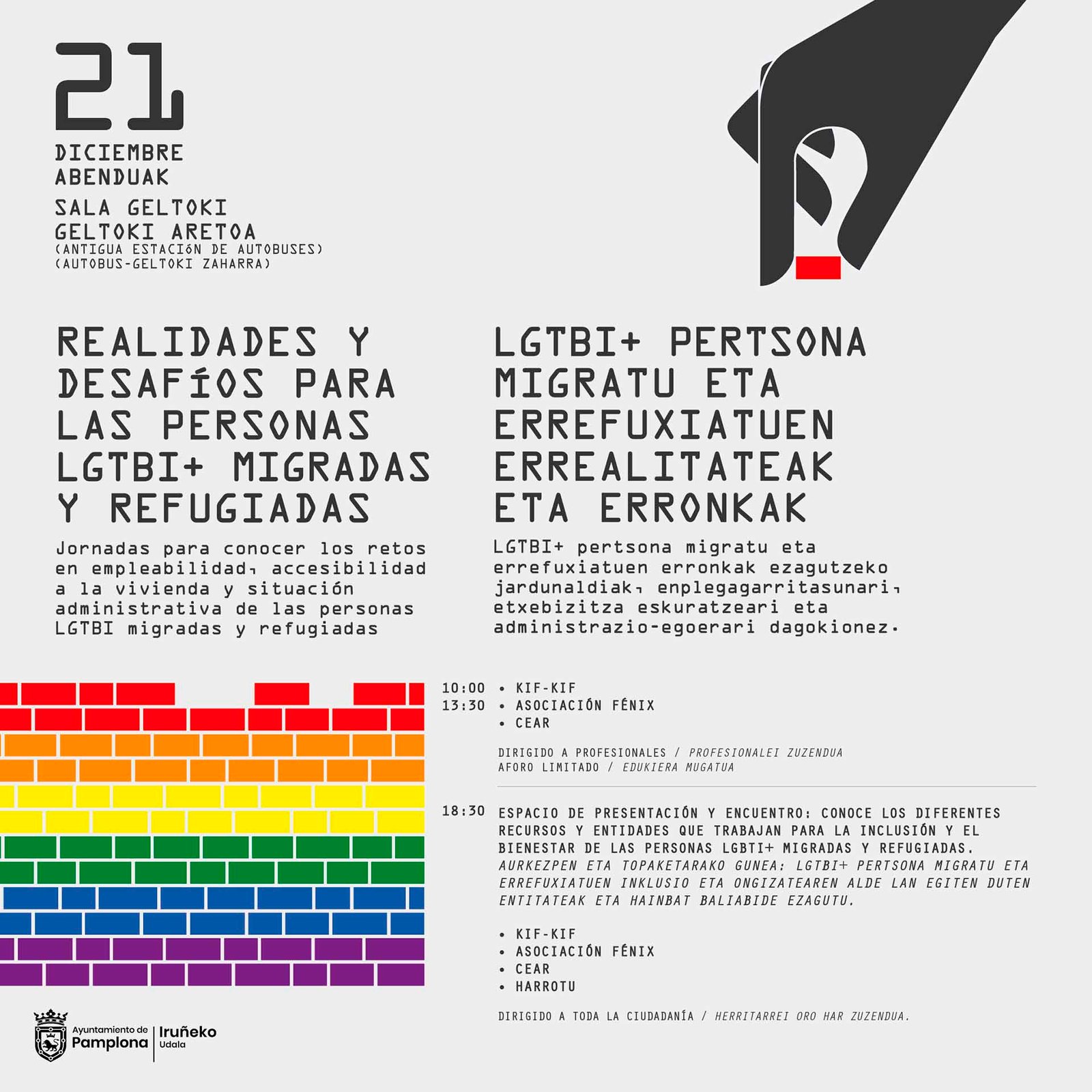Mañana martes se celebra la jornada ‘Realidades y desafíos para las personas LGTBI+ migradas y refugiadas’, con una sesión vespertina abierta a la ciudadanía