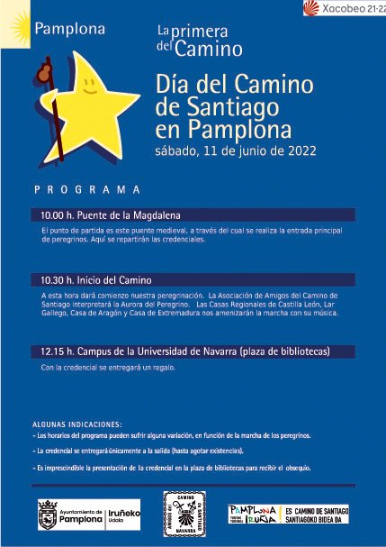 Pamplona celebra este sábado el Día del Camino de Santiago recorriendo el tramo entre el puente de la Magdalena y el Campus de la Universidad de Navarra