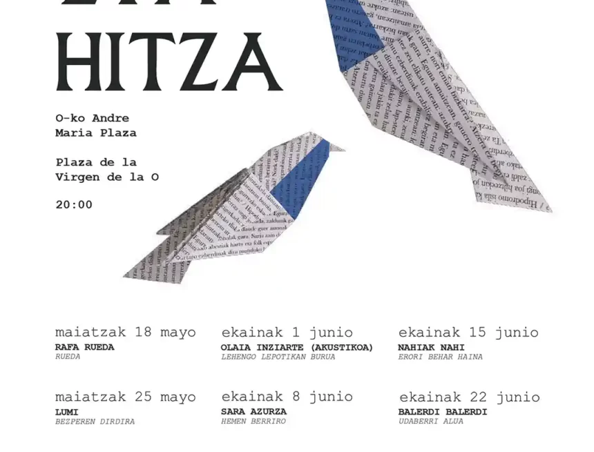 Kantu eta Hitza regresa a la plaza de la Virgen de la O con seis conciertos de pequeño formato en euskera los jueves del 18 de mayo al 22 de junio