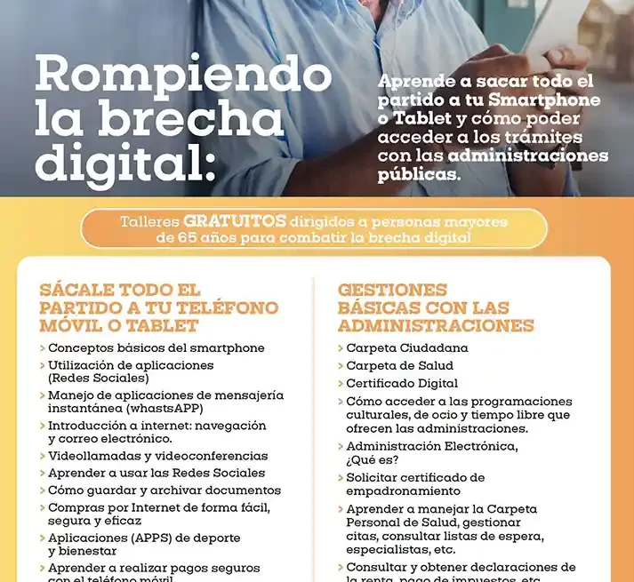 El Ayuntamiento propone dos talleres gratuitos en los meses de octubre y noviembre para que las personas mayores de 65 años superen la brecha digital