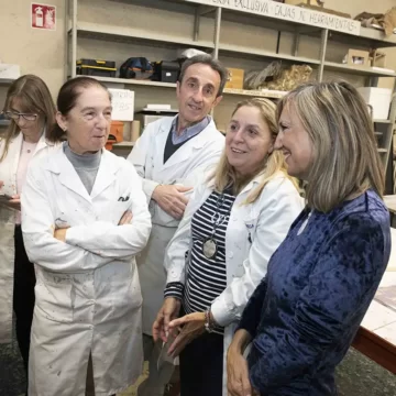 La alcaldesa conoce el trabajo que la Asociación de Belenistas de Pamplona está realizando para elaborar el belén que se expondrá en el zaguán de la Casa Consistorial