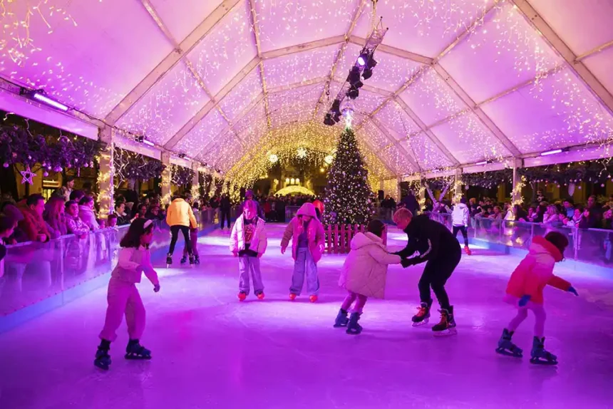 mesa de navidad pista de hielo