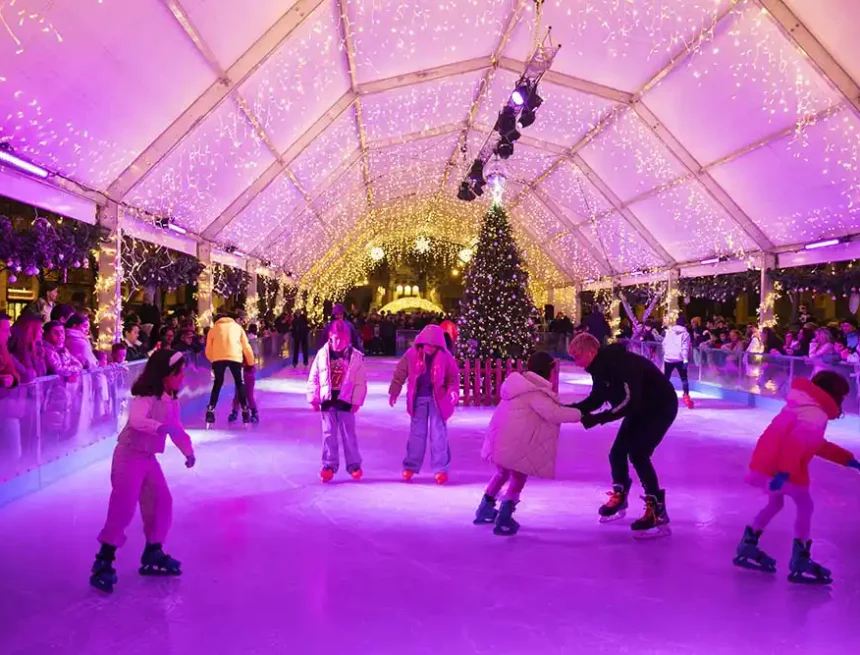 mesa de navidad pista de hielo