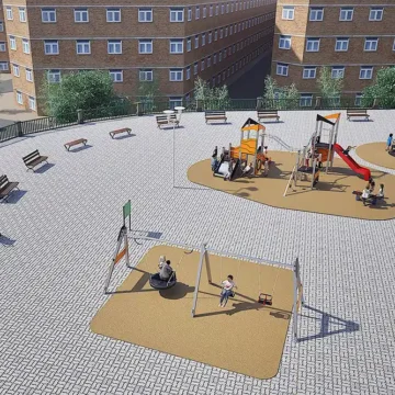 Recreación parque infantil Monjardín