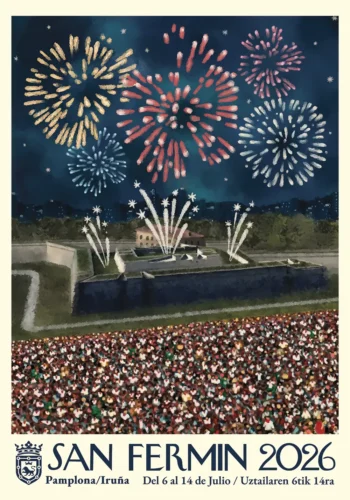 Número 8. Plica 4372. Postal de San Fermín la noche encendida